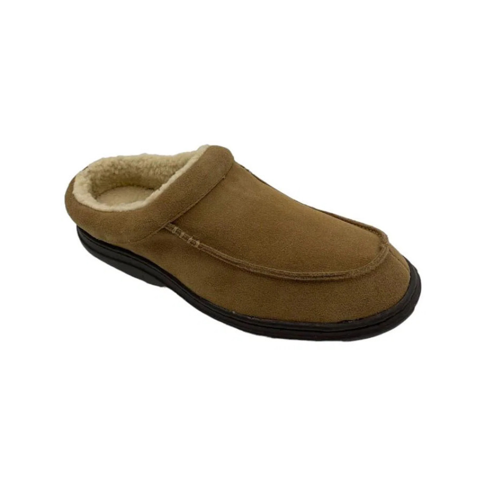 L.B. Evans Men's Suede Mule Slippers Edmonton Chestnut - Extra Wide - Picture 1 of 3